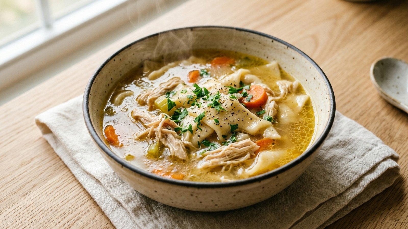 Slow Cooker Chicken and Dumplings with Frozen Dumplings