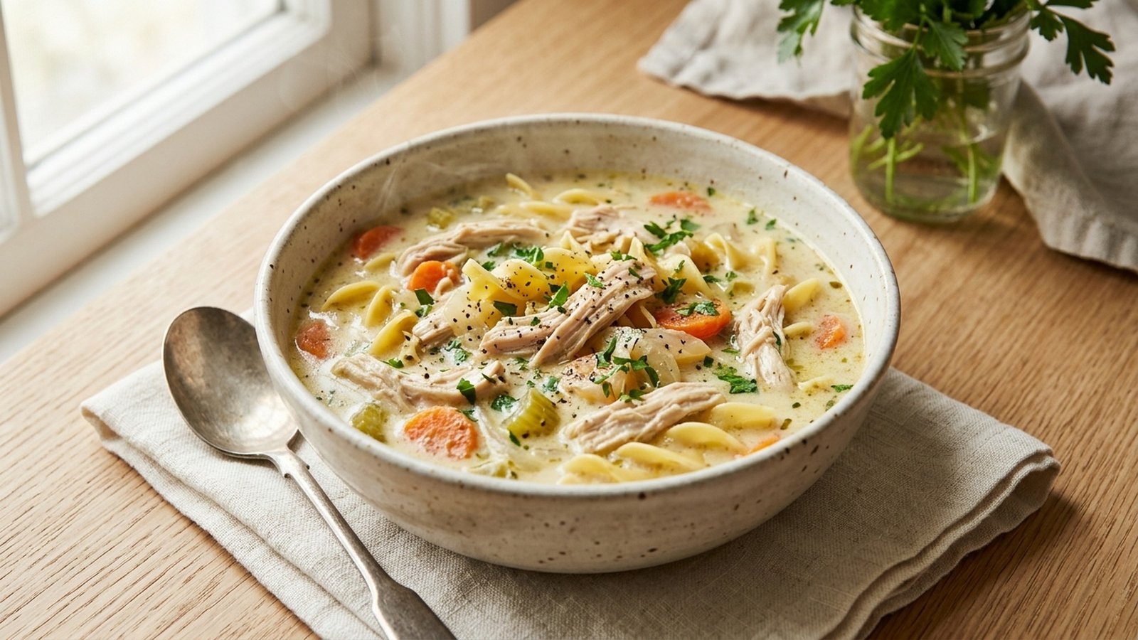 Slow Cooker Creamy Chicken Noodle Soup